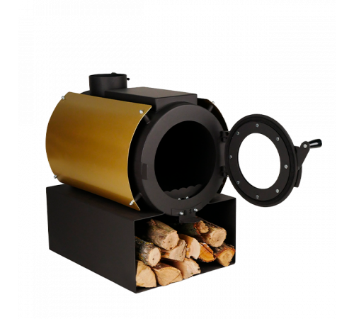 Печь дровяная отопительная DS Classic с варочной поверхностью + кожух золотой