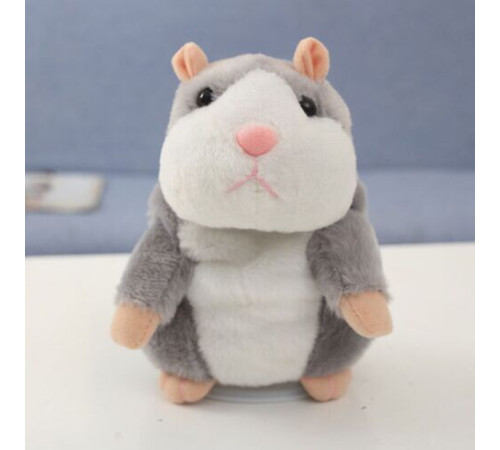 Говорящий хомяк повторюшка (Серый) на батарейках  (160)