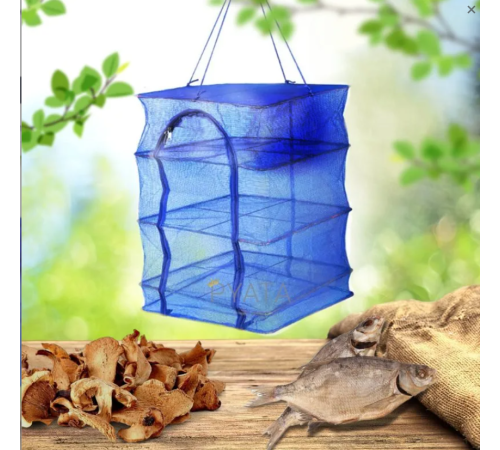 Сетка для сушки рыбы, грибов, овощей и фруктов трехъярусная 35*35**75 см   маленькая (60)