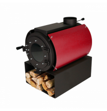 Печь дровяная отопительная DS Classic с варочной поверхностью + кожух красный