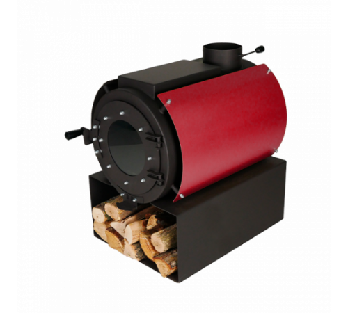 Печь дровяная отопительная DS Classic с варочной поверхностью + кожух красный