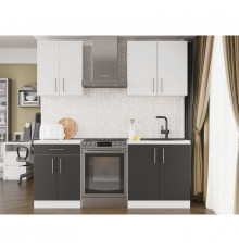 Кухня модульна Эверест Оптима набор №2 Нимфея альба+Антрацит 2 м (без столешницы) (DTM-5697)