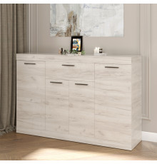 Большой комод Эверест с дверями и ящиком Соната-7 140х38х94 дуб крафт белый (DTM-2705)
