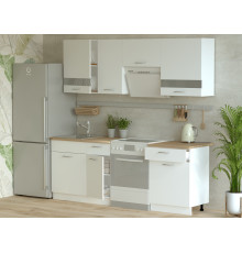 Кухня модульная Doros Лея 220х60х250 см Белый гладкий/Дуб сонома/Стекло (DRS-011322)