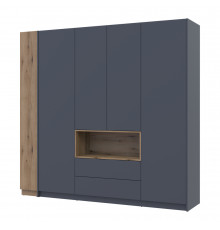 Шкаф для одежды с нишей и этажеркой Doros Дейл Графит/Дуб Эвок 4 ДСП 234х52х220 DRS-011738 (42005158)