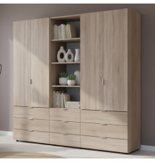 Шкаф для одежды Гелар Дуб сонома 2+2ДСП с пеналом 215х49.5х203.4 (DRS-011917)