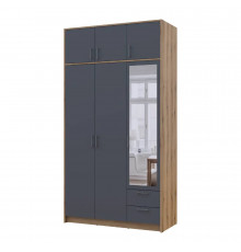 Шкаф для одежды Doros Ронди с антресолью и зеркалом Дуб Артизан/Графит 3ДСП 121х52х236 DRS-011676 (80737820)