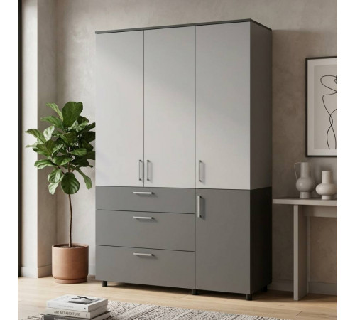 Шкаф для одежды Doros Торн Антрацит/Серый 3 ДСП/3Ш (полки) 135х51.6х200 (DRS-012036)