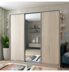 Шкаф-купе трехдверный Doros Сити Лайт 225х60х225 см Дуб сонома/1 Зеркало (DRS-011098)