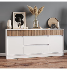 Большой комод с дверями и ящиками Эверест Стайл-1600 160,2х39х75,4 см Нимфея Альба (белый)/Канелла (DTM-073571)