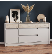 Большой комод с дверью и ящиками Эверест Стайл-1600 160,2х39х75,4 см Кашемир/Дуб крафт серый (DTM-071156)