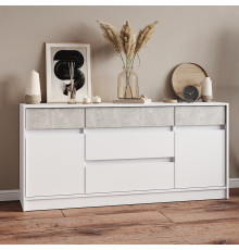 Большой комод с дверью и ящиками Эверест Стайл-1600 160,2х39х75,4 см Нимфея Альба (белый)/Бетон (DTM-071158)