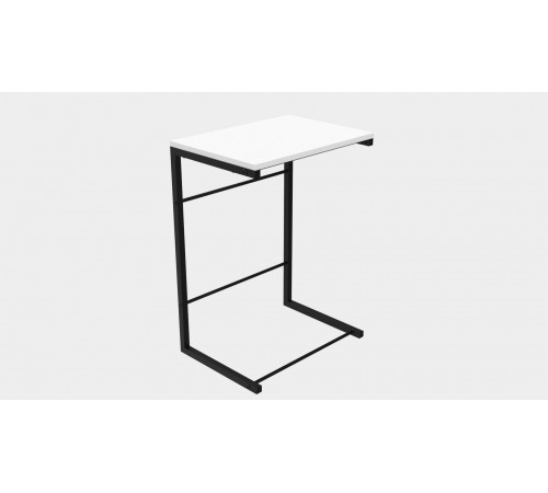 Столик приставной Терри Ferrum-decor 650x440x330 Черный металл ДСП Белое 16 мм (FRD-104648)