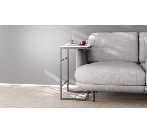 Столик приставной Терри Ferrum-decor 650x440x330 Черный металл ДСП Белое 16 мм (FRD-104648)