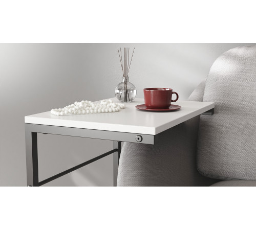Столик приставной Терри Ferrum-decor 650x440x330 Черный металл ДСП Белое 16 мм (FRD-104648)