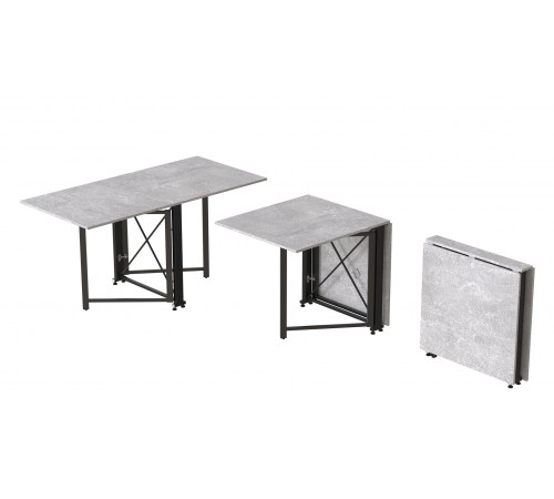 Стол-книжка трансформер Орион 2 Ferrum-decor 750x1520x730 Черный металл ДСП Бетон 16 мм (FRD-104589)