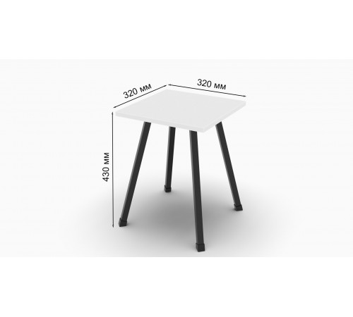 Табурет кухонный Ferrum-decor 430x320x320 Черный металл ДСП Белое 16 мм (FRD-104639)
