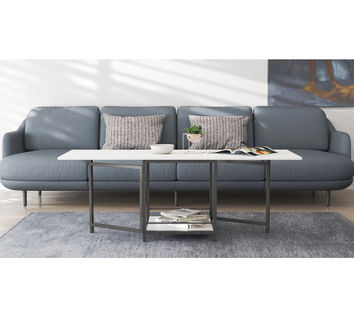 Стол журнальный трансформер Куб Комбо Ferrum-decor 540x532x500 Черный металл ДСП Белое 16 мм (FRD-105150)