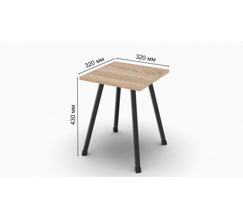 Табурет кухонный Ferrum-decor 430x320x320 Черный металл ДСП Дуб Сонома 16 мм (FRD-104640)