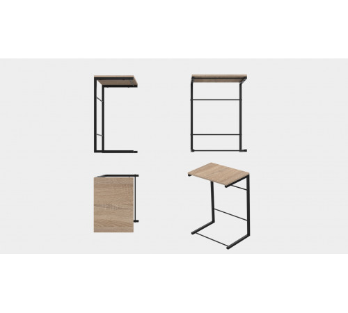 Столик приставной Терри Ferrum-decor 650x440x330 Черный металл ДСП Дуб Сонома 16 мм (FRD-104651)
