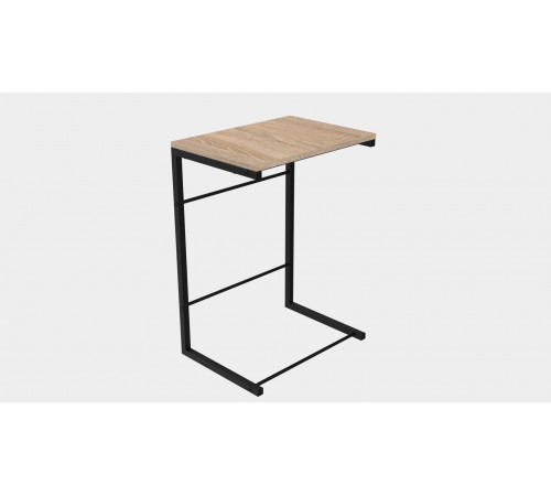 Столик приставной Терри Ferrum-decor 650x440x330 Черный металл ДСП Дуб Сонома 16 мм (FRD-104651)
