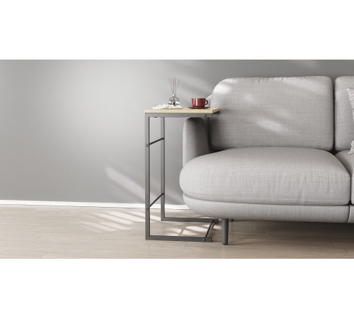 Столик приставной Терри Ferrum-decor 650x440x330 Черный металл ДСП Дуб Сонома 16 мм (FRD-104651)