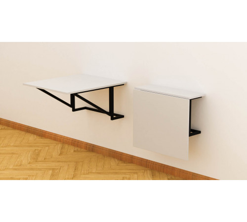 Стол раскладной Александр 1 Ferrum-decor 750x600x700 Черный металл ДСП Белое 16 мм (FRD-104892)