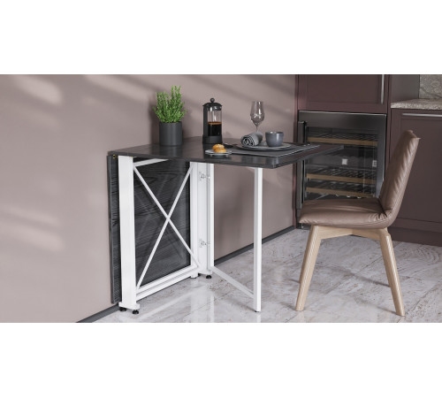 Стол-книжка трансформер Орион 2 Ferrum-decor 750x1520x730 Белый металл ДСП Сосна Кембра 16 мм (FRD-104592)
