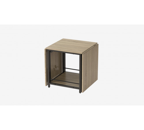 Стол журнальный трансформер Куб Комбо Ferrum-decor 540x532x500 Черный металл ДСП - Дуб Сонома 16 мм (FRD-105153)