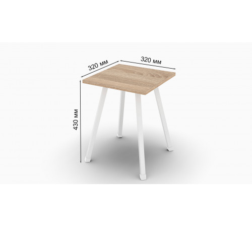 Табурет кухонный Ferrum-decor 430x320x320 Белый металл ДСП Дуб Сонома 16 мм (FRD-104643)