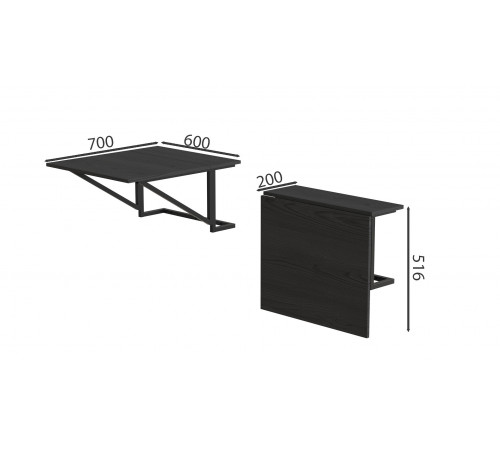 Стол раскладной Александр 3 Ferrum-decor 750x600x700 Черный металл ДСП Сосна Кембра 16 мм (FRD-104894)
