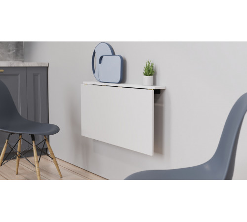 Обеденный стол-трансформер Ника настенный Ferrum-decor 420x900x500 Черный металл ДСП Белое 16 мм (FRD-105164)