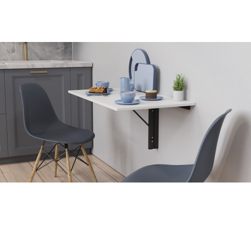 Обеденный стол-трансформер Ника настенный Ferrum-decor 420x900x500 Черный металл ДСП Белое 16 мм (FRD-105164)