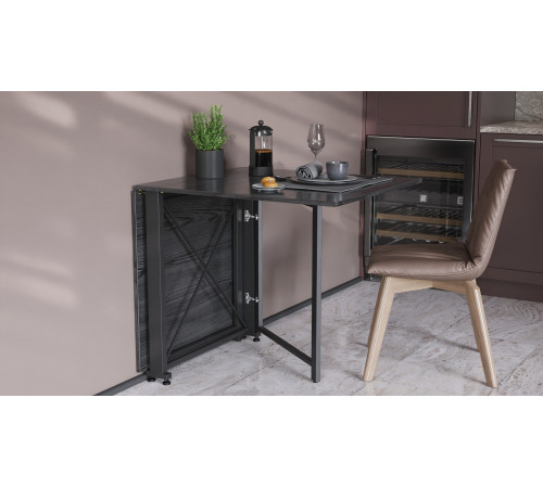 Стол-книжка трансформер Орион 2 Ferrum-decor 750x1520x730 Черный металл ДСП Сосна Кембра 16 мм (FRD-104585)