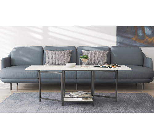 Стол журнальный трансформер Куб Комбо Ferrum-decor 540x532x500 Черный металл ДСП Бетон 16 мм (FRD-105155)