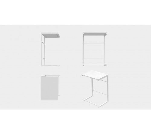 Столик приставной Терри Ferrum-decor 650x440x330 Белый металл ДСП Белое 16 мм (FRD-104655)
