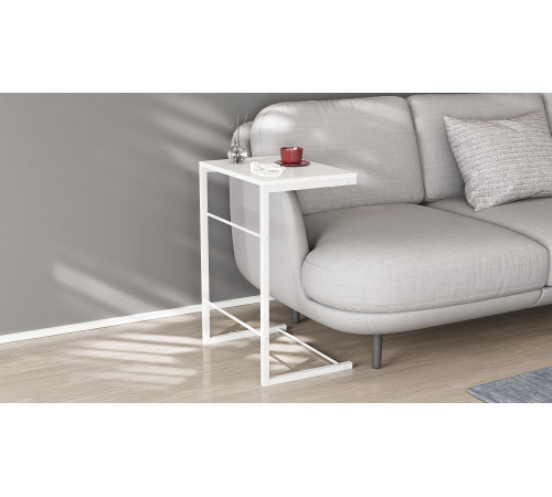 Столик приставной Терри Ferrum-decor 650x440x330 Белый металл ДСП Белое 16 мм (FRD-104655)