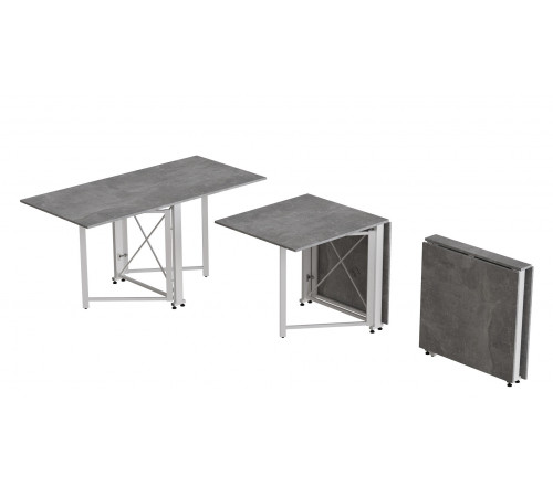 Стол-книжка трансформер Орион 2 Ferrum-decor 750x1520x730 Белый металл ДСП Бетон 16 мм (FRD-104596)