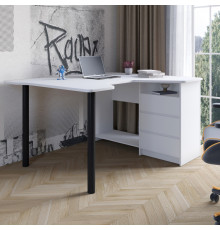 Геймерский компьютерный стол LION Буст угловой с ящиками Нимфея Альба (белый) (LION-041459) ТОП