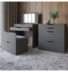 Комод-трюмо с зеркалом, нишей под сиденьем и ящиком LION Азия Антрацит (LION-041662) ТОП