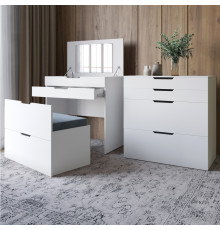 Комод-трюмо с зеркалом, нишей под сиденьем и ящиком LION Азия Нимфея Альба (белый) (LION-041673) ТОП