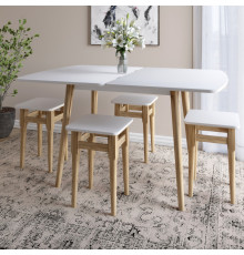 Деревянный раскладной обеденный стол LION Майами-3 Нимфея Альба (белый) 90х60/90х120 (LION-041272) ТОП