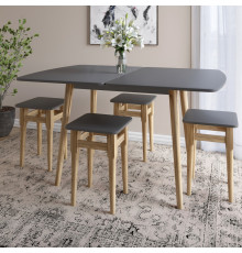 Деревянный раскладной обеденный стол LION Маями-3 Антрацит 90х60/90х120 (LION-041261) ТОП