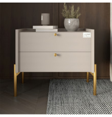 Тумба прикроватная LION Wood с двумя ящиками Кашемир (золотые ножки) (LION-041355) ТОП