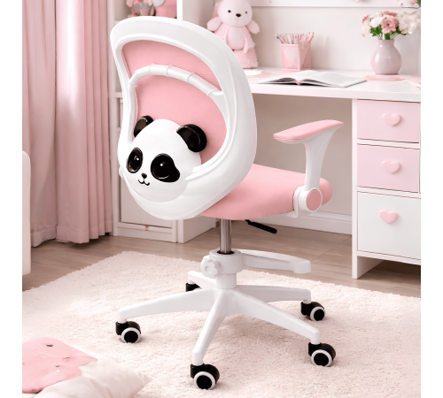 Кресло вращающееся детское с подставкой для ног PERFECT KIDS PANDA PINK Perfect Home Розовый (PFH-092111)