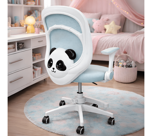 Кресло вращающееся детское с подставкой для ног PERFECT KIDS PANDA GREEN Perfect Home Зеленый (PFH-092112)