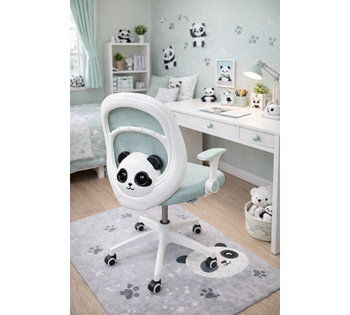 Кресло вращающееся детское с подставкой для ног PERFECT KIDS PANDA GREEN Perfect Home Зеленый (PFH-092112)