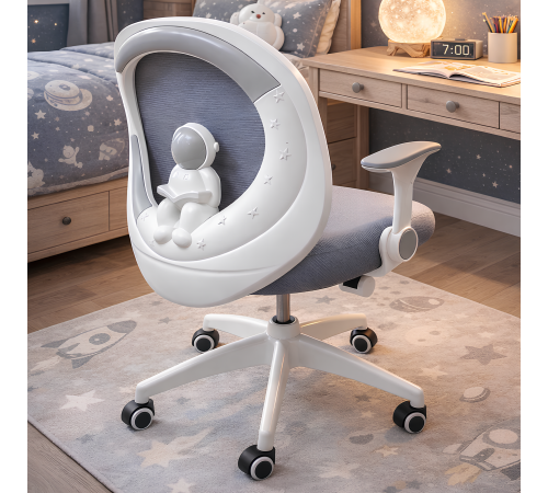 Кресло вращающееся детское с подставкой для ног PERFECT KIDS ASTRONAUT GRAY Perfect Home Серый (PFH-092113)