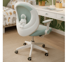 Кресло вращающееся детское с подставкой для ног PERFECT KIDS ASTRONAUT GREEN Perfect Home Зеленый (PFH-092114)