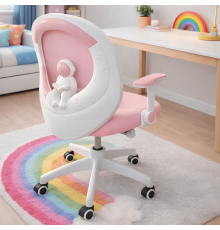 Кресло вращающееся детское с подставкой для ног PERFECT KIDS ASTRONAUT PINK Perfect Home Розовый (PFH-092115)
